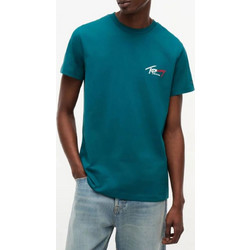 TOMMY JEANS TJM SLIM SIGN CHEST SS TEE EXT NEW DM0DM22538-L8J Petrol