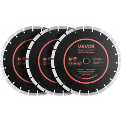 Λεπίδες διαμαντιών VEVOR 306 mm, Σετ 3 λεπίδων πριονιού σκυροδέματος, Άξονας 25,4 mm, Διαμαντένια τμήματα υψηλής σκληρότητας, Πυρήνας χάλυβα 65Mn, Ξηρή υγρή κοπή, Καθαρές άκρες για σκυρόδεμα, τοιχοποι