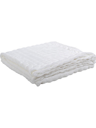 Κουβέρτα Fleece Με Βελούδινη Ύφη Σε Άσπρο Χρώμα 150X200Εκ . Ankor