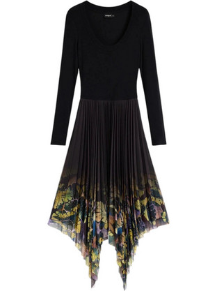 Desigual Alba Midi Φόρεμα Floral Πλεκτό Μαύρο 26WWVW12-2000