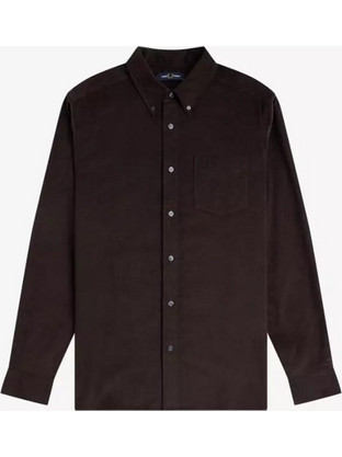 Fred Perry Ανδρικό Πουκάμισο Κοτλέ Σκούρο Καφέ M3462-33C