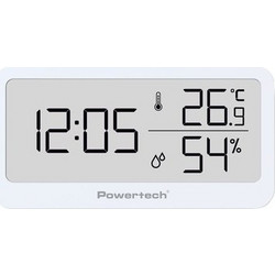 POWERTECH επιτραπέζιο ψηφιακό ρολόι PT-1656 με θερμόμετρο & υγρασιόμετρo, λευκό