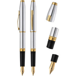 Cross Πένα Foundry - Polished Chrome with PVD Gold Appointments (Medium Nib)