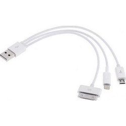 Regular USB to Apple 30-Pin / Lightning / micro USB Cable Λευκό 0.2m (57210)