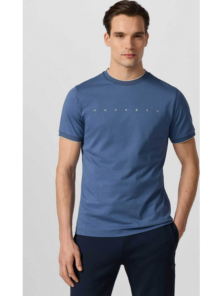 Hackett ανδρικό T-shirt με λογότυπο Classic Fit - HM5000125 Μπλε