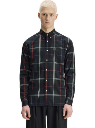 Fred Perry Poplin Tartan Ανδρικό Πουκάμισο Καρό Πράσινο M3456-Q20