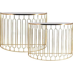 S/2 console half oval shape gold 74/80cm