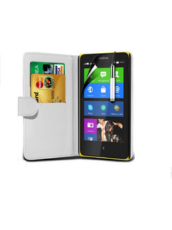 Nokia XL Dual Sim - Δερμάτινη Θήκη Πορτοφόλι Άσπρο (ΟΕΜ)