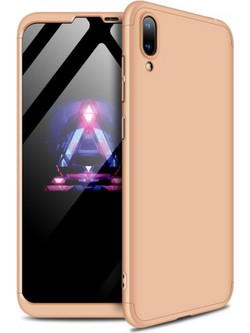 Θήκη Huawei Y7 Pro (2019) GKK Full body Protection 360 από σκληρό πλαστικό χρυσό