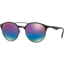 Ray-Ban RB3545 186/B1 Ανδρικά Γυαλιά Ηλίου Στρογγυλά Μεταλλικά Μαύρα με Πολύχρωμο Καθρέπτη Φακό