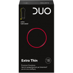 DUO Extra Thin Προφυλακτικά Λεπτά με Λιπαντικό 18τμχ