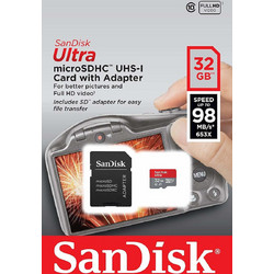 Sandisk Ultra microSDHC 32GB Class 10 U1 UHS-I A1 98MB/s + Adapter (Photo)