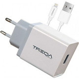 Treqa CS-228 Φορτιστής με Καλώδιο Lightning με Θύρα USB-A 65W Quick Charge 3.0 White