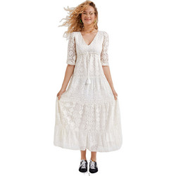 Desigual Maxi Καλοκαιρινό Καθημερινό Φόρεμα με Δαντέλα Λευκό 22SWVW06-1001