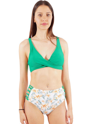 Gsecret Bikini Set Τριγωνάκι Ψηλόμεσο Floral Πράσινο FH3136-23190