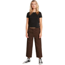 Volcom Υφασμάτινο Γυναικείο Παντελόνι Chino Relaxed Εφαρμογή Καφέ B1112100-DBR
