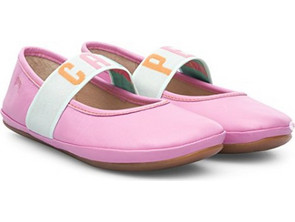 Camper Παιδικές Μπαλαρίνες Δερμάτινες Ανατομικές με Λάστιχο Ροζ K800051-001