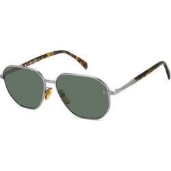 David Beckham DB1132FS 31ZUC Ανδρικά Γυαλιά Ηλίου Aviator Μεταλλικά Ασημί με Πράσινο Polarized Φακό