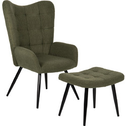 HomeMarkt Μπερζέρα με Υποπόδιο Κυπαρισσί Crawley HM8918.23