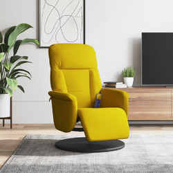 vidaXL Πολυθρόνα Μασάζ με Υποπόδιο Περιστρεφόμενη Ανακλινόμενη Βελούδινη Κίτρινη 356698