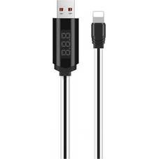 Hoco H-2943 LED Flat USB-A to Lightning Cable 1.2m Black White
