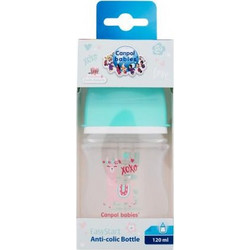 Canpol Βabies Easy Start Exotic Animals Πλαστικό Μπιμπερό με Θηλή Σιλικόνης κατά των Κολικών 0+ Μηνών Turquoise 120ml