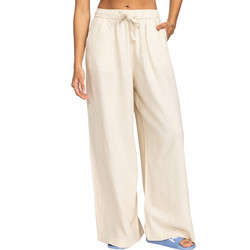Roxy Ψηλόμεση Υφασμάτινη Γυναικεία Παντελόνα Loose Εφαρμογή Μπεζ ERJNP03545-TEH0