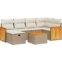 vidaXL Σετ Σαλόνι Κήπου Rattan 7τμχ Μπεζ 3265741