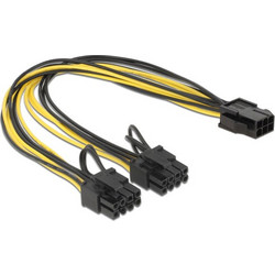 Powertech CAB-W044 Καλώδιο Τροφοδοσίας 2 x 8-Pin EPS to 6+2 Pin PCIe 0.3m Multicolor
