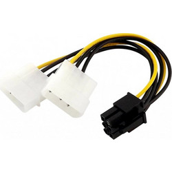 Powertech CAB-W031 Καλώδιο Τροφοδοσίας 6-Pin PCIe to 2 x 4-Pin Molex Male 0.1m Multicolor