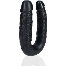 Shots RealRock Cock U Shape Διπλό Dildo 15cm Μαύρο