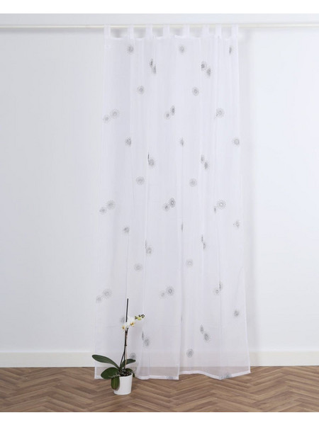 Pennie Κουρτίνα Παραθύρου Βουάλ Floral με Τούνελ 140x235 130761-03 Λευκή