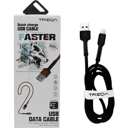 Treqa CA-8562 Braided USB-A to Lightning Cable 2m Black 841268887071400