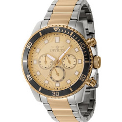 Invicta Pro Diver Ανδρικό Ρολόι Χρονογράφος με Ασημί Χρυσό Μεταλλικό Μπρασελέ 46061