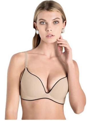 Luna Miracle One Σουτιέν για Βαθύ Ντεκολτέ Push Up χωρίς Μπανέλα Μαύρο Μπεζ 1808