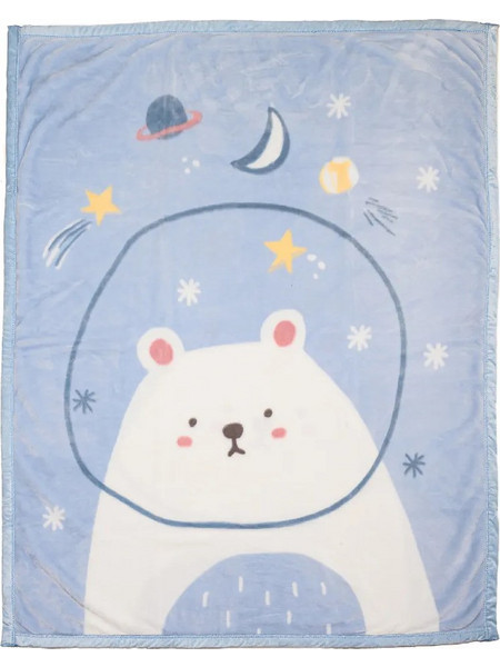 Abo Bear Κουβέρτα Κούνιας Βελουτέ 110x140 Γαλάζια
