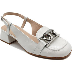 Wonders Ανατομικές Γόβες Slingback Δερμάτινες με Χοντρό Χαμηλό Τακούνι Εκρού D-9820