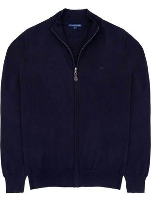 Oxford Company Ανδρική Ζακέτα Πλεκτή με Φερμουάρ Navy Μπλε X507-JU60.01