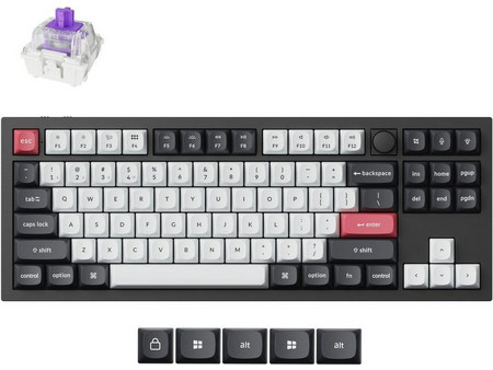 Keychron Q3 HE QMK Ασύρματο Μηχανικό Gaming Πληκτρολόγιο TenKeyLess με Gateron Double-Rail Magnetic Nebula Διακόπτες RGB Black