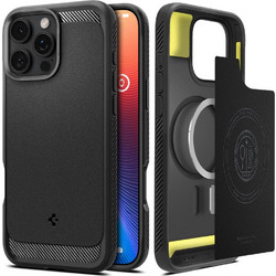 Spigen Rugged Armor MagFit Back Cover Matte Black (iPhone 16 Pro)