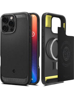 Spigen Rugged Armor MagFit Back Cover Matte Black (iPhone 16 Pro)