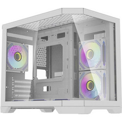 Darkflash FT418 with 6 Fans White Gaming Mini Tower Κουτί Υπολογιστή RGB με Πλαϊνό Παράθυρο