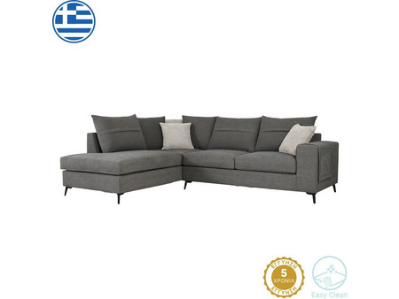 Pakoworld Γωνιακός Καναπές Δεξιά Γωνία Ανθρακί 275x215x93cm 168-000068