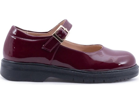 Love4shoes Juliet Παιδικές Μπαλαρίνες Λουστρίνι Ανατομικές με Ρυθμιζόμενο Λουράκι Μαύρες Μπορντό 24-381