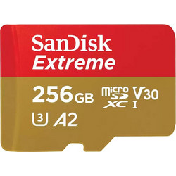 Sandisk Extreme microSDXC 256GB Class 10 U3 V30 UHS-I A2 190MB/s + Adapter