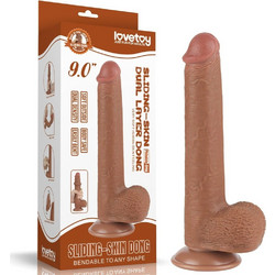 Lovetoy Sliding-Skin 9.0" Cock Ρεαλιστικό Dildo με Βεντούζα & Όρχεις 23cm Καφέ