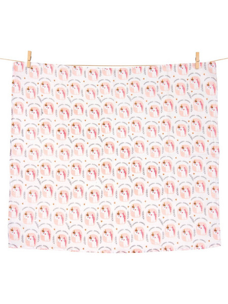 Jukki Unicorn Πάνα Αγκαλιάς από Μουσελίνα Σομόν 80x70cm