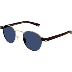 Saint Laurent SL707 004 Ανδρικά Γυαλιά Ηλίου Στρογγυλά Μεταλλικά Μαύρα με Μπλε Φακό