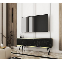 LH-homefurniture Έπιπλο Τηλεόρασης Μάρμαρο Ανθρακί Μ135xΠ53xΥ32cm Oro