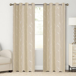 Chios Hellas Κουρτίνα Παραθύρου Floral με Τρουκς 140x260 Lily 35259 Beige